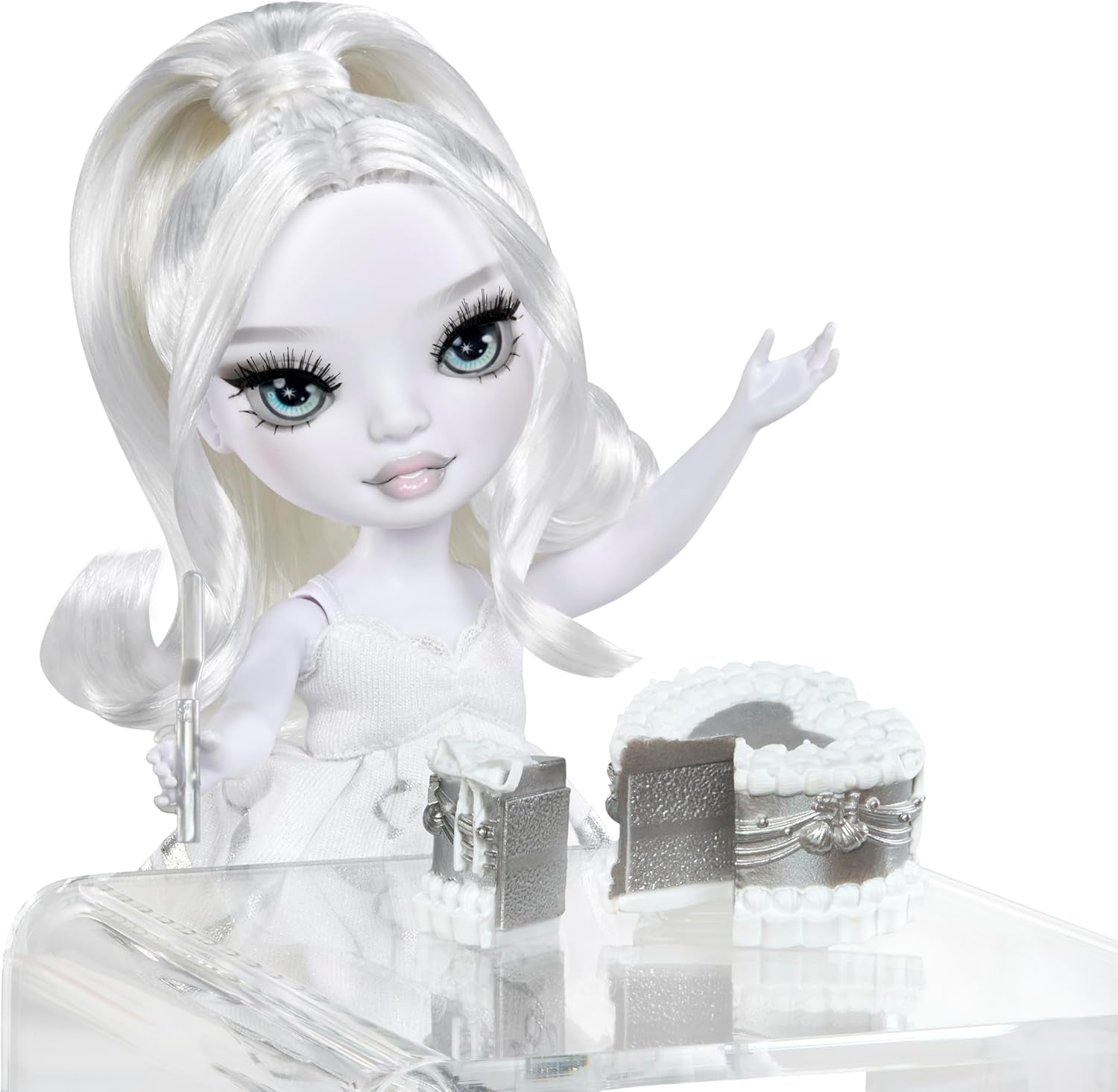 Rainbow High Shadow High Girl's Night Doll - Natasha Zima - Poupée mannequin de 28 cm dans les tons de gris, cheveux blancs et tenue argentée avec accessoires et peigne - Pour les collectionneurs et les enfants à partir de 6 ans