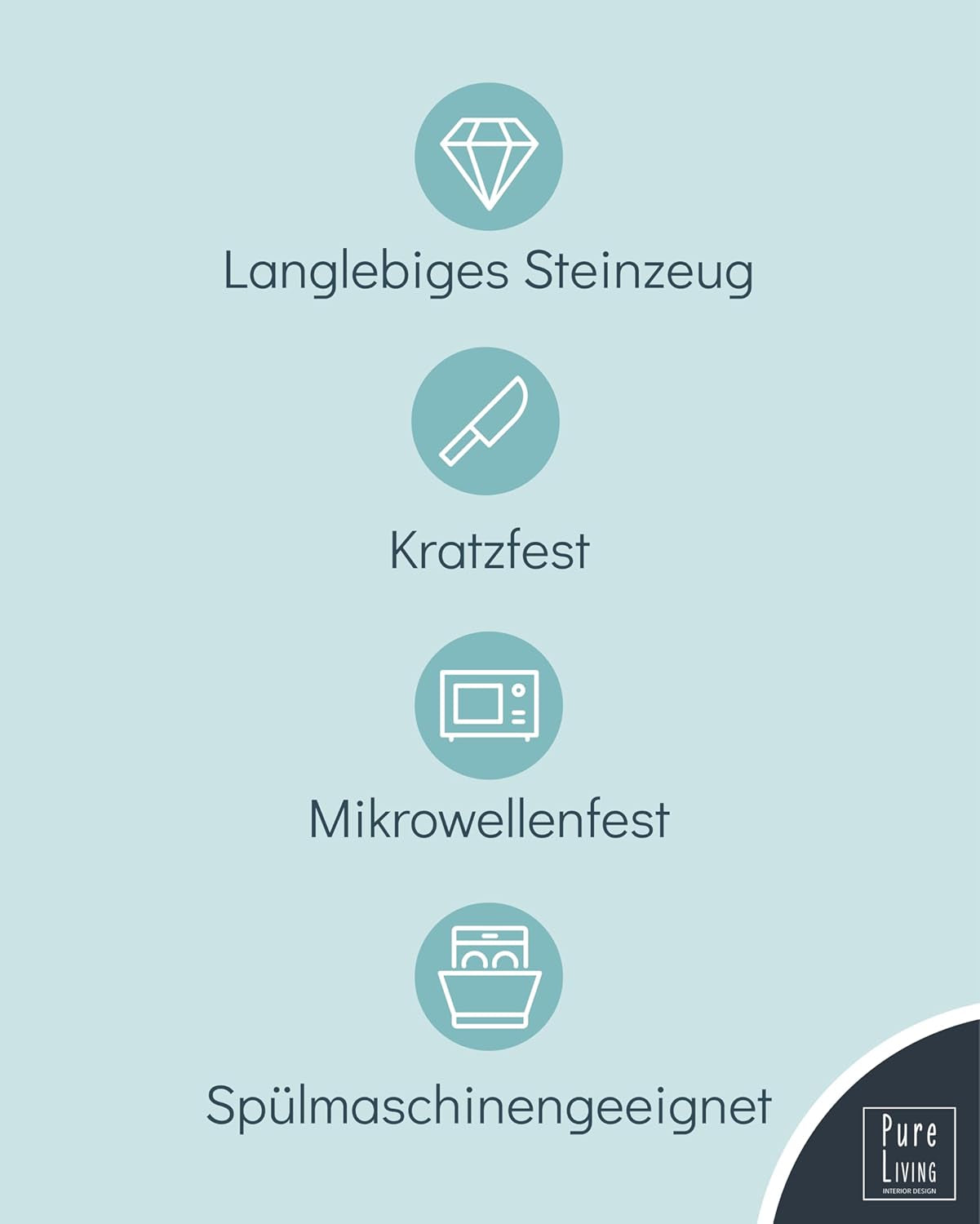 Steingut Geschirrset 12 Personen Rustique 36 tlg. TESTSIEGER, Hochwertiges Landhaussttil Steingut Geschirr Set, Schüssel- und Teller Set, Tafelservice 12 Personen, Geschirrsets Pure Living à Rauchblau