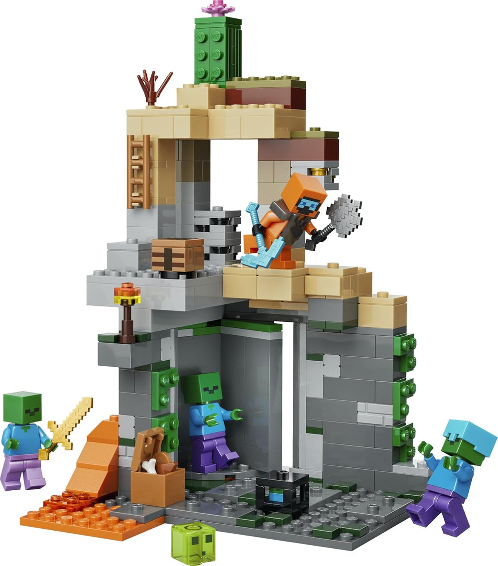 LEGO Minecraft Zombieverlies - Bauspielzeug für Rollenspiele - Minecraft-Spielset für Jungen und Mädchen ab 8 Jahren mit 3 Zombies, einem Krieger und Videospielzubehör - 21587