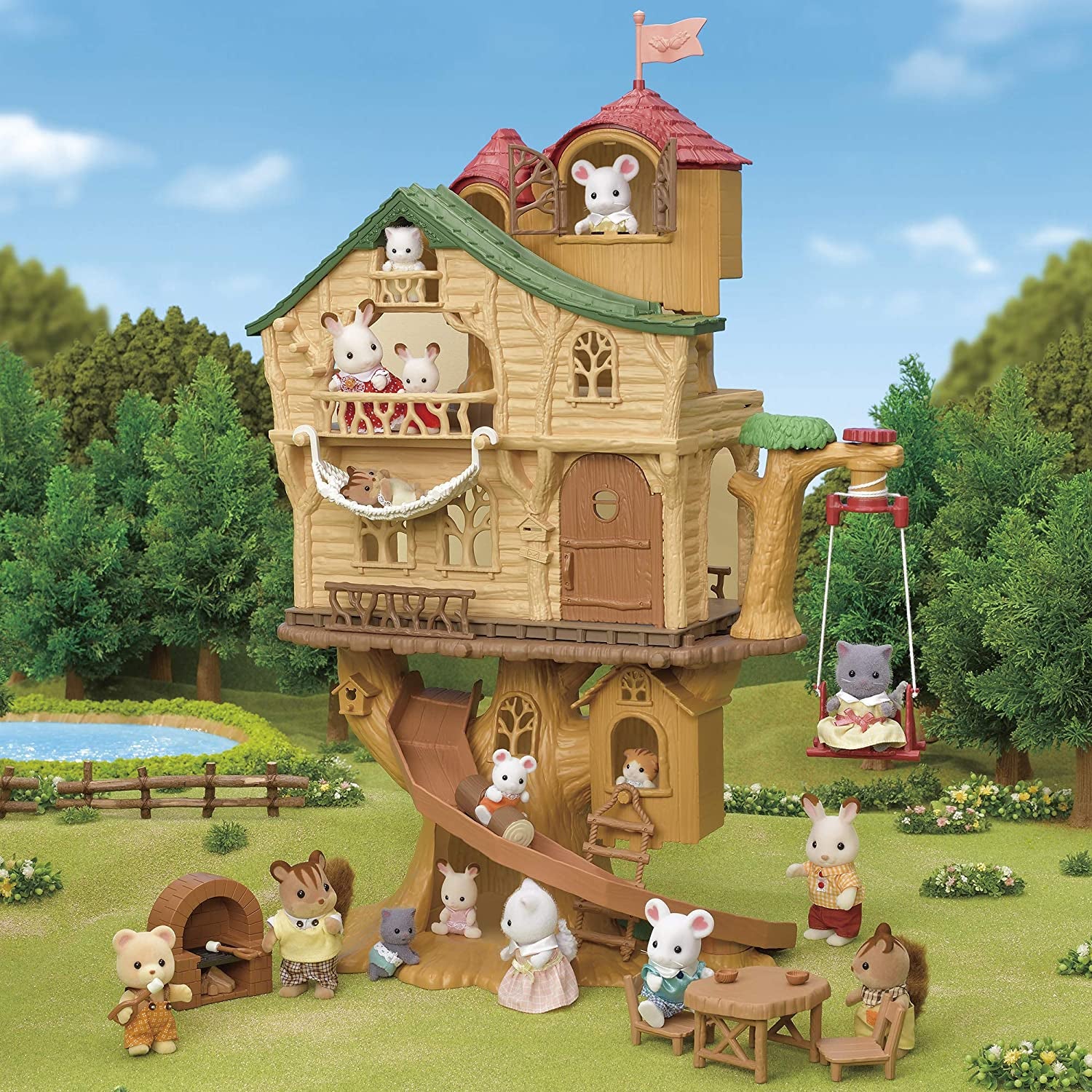 Sylvanian Families 5494 Cabane dans les arbres avec aventure - Ensemble de jeu pour maison de poupée