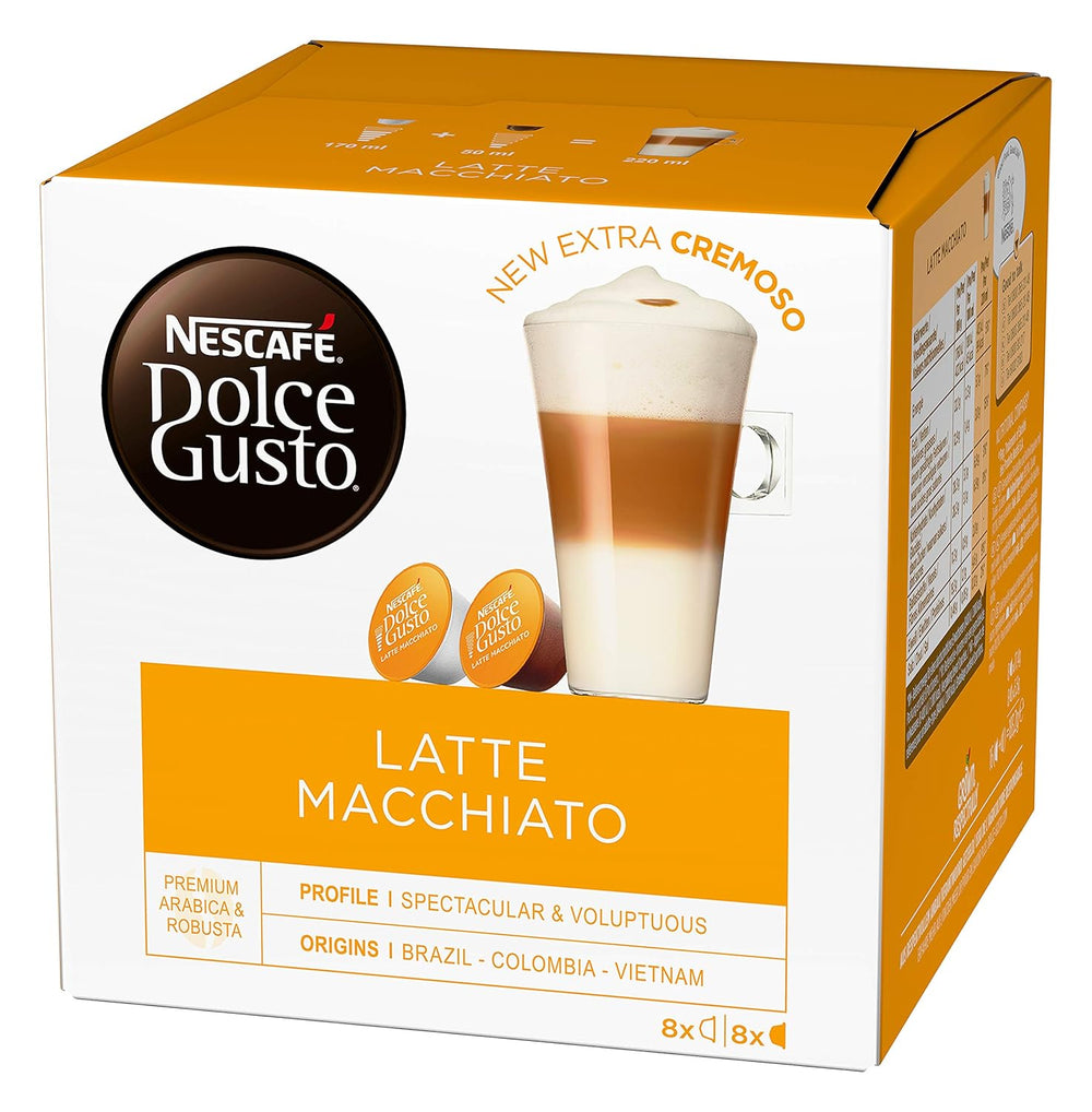 Latté Macchiato | 96 Capsules de café et Latte Macchiato Caramel | 48 Capsules de café | Mélange Arabica Robusta | Feines Caramell Aroma et leckerer Milchschaum