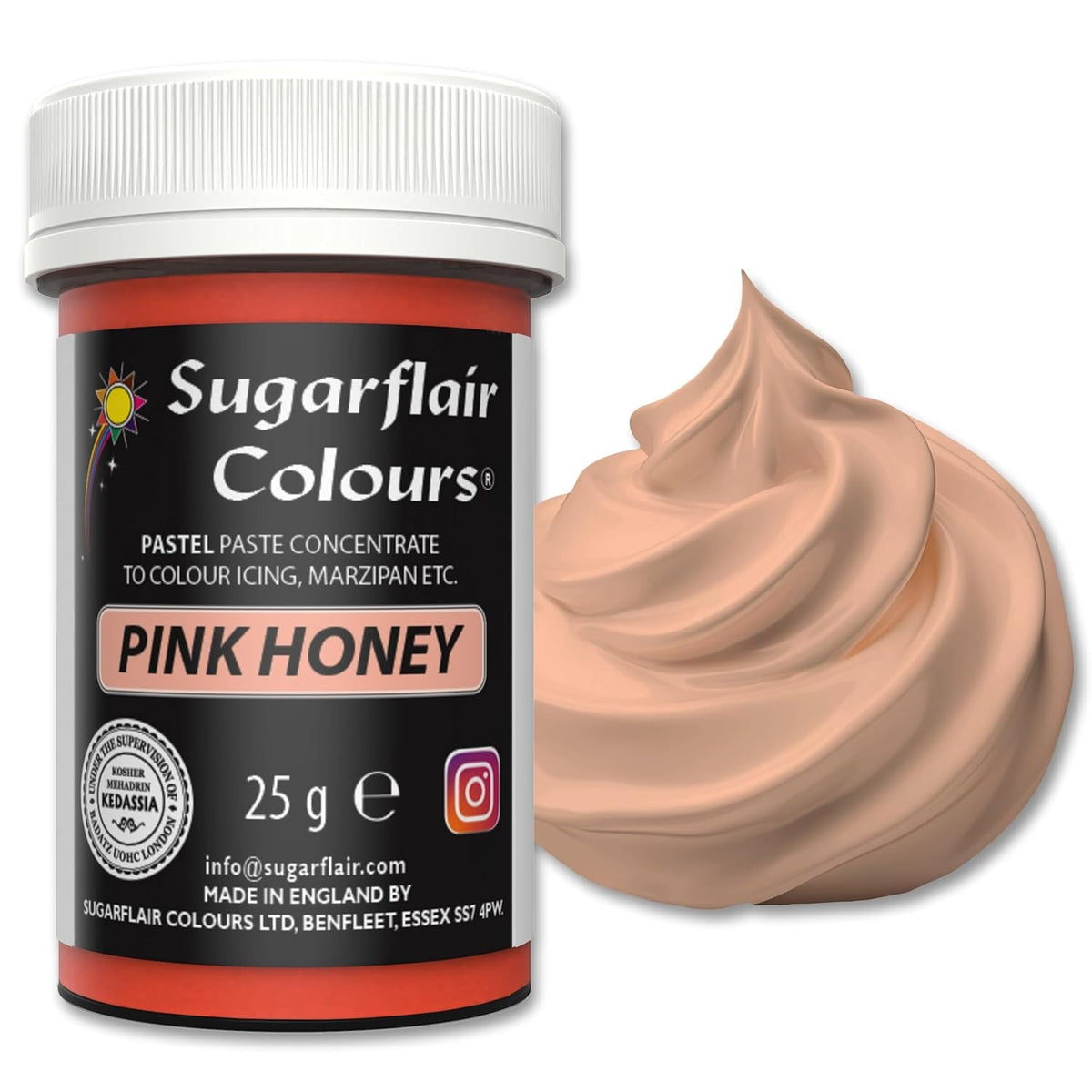 Pâte colorante alimentaire au miel rose pastel Sugarflair - Hautement concentrée pour une utilisation avec de la crème au beurre, de la pâte à sucre, du glaçage royal ou des mélanges à gâteaux, colorant alimentaire vibrant - 25 g