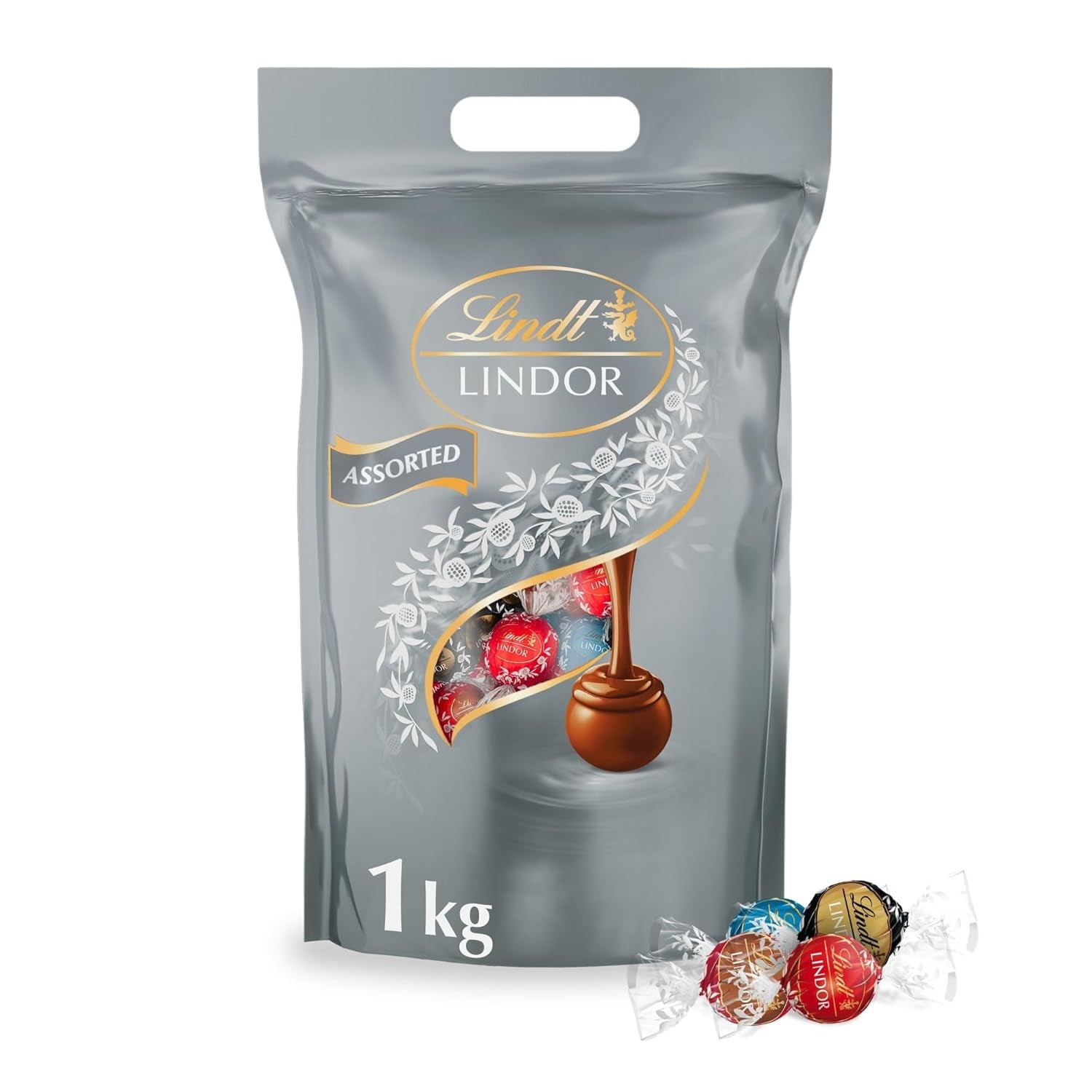 Lindt LINDOR Silver Mix, 1 kg de bonbons au chocolat Naty Shop Titre par défaut