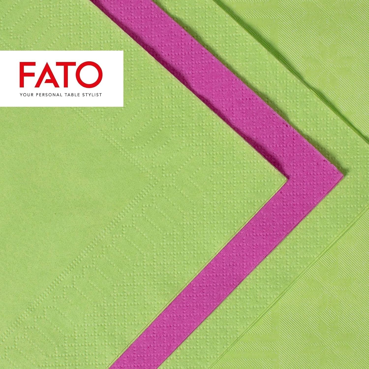 , Serviettes en papier jetables, Idéales pour les déjeuners et buffets décontractés, Paquet de 50 serviettes, Taille 33X33, 4 plis, 2 épaisseurs, Couleur vert pomme, Papier 100% pure cellulose, FSC