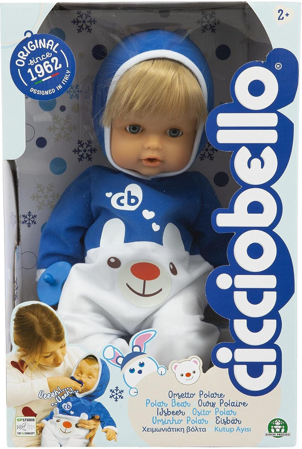 - Polar Bär Puppe ist bereit für den Winter mit einem weichen und warmen Overall, mit Schnuller zum Beruhigen beim Weinen, 42 cm, für Mädchen ab 2 Jahren, CCB74000, wertvolle Spiele