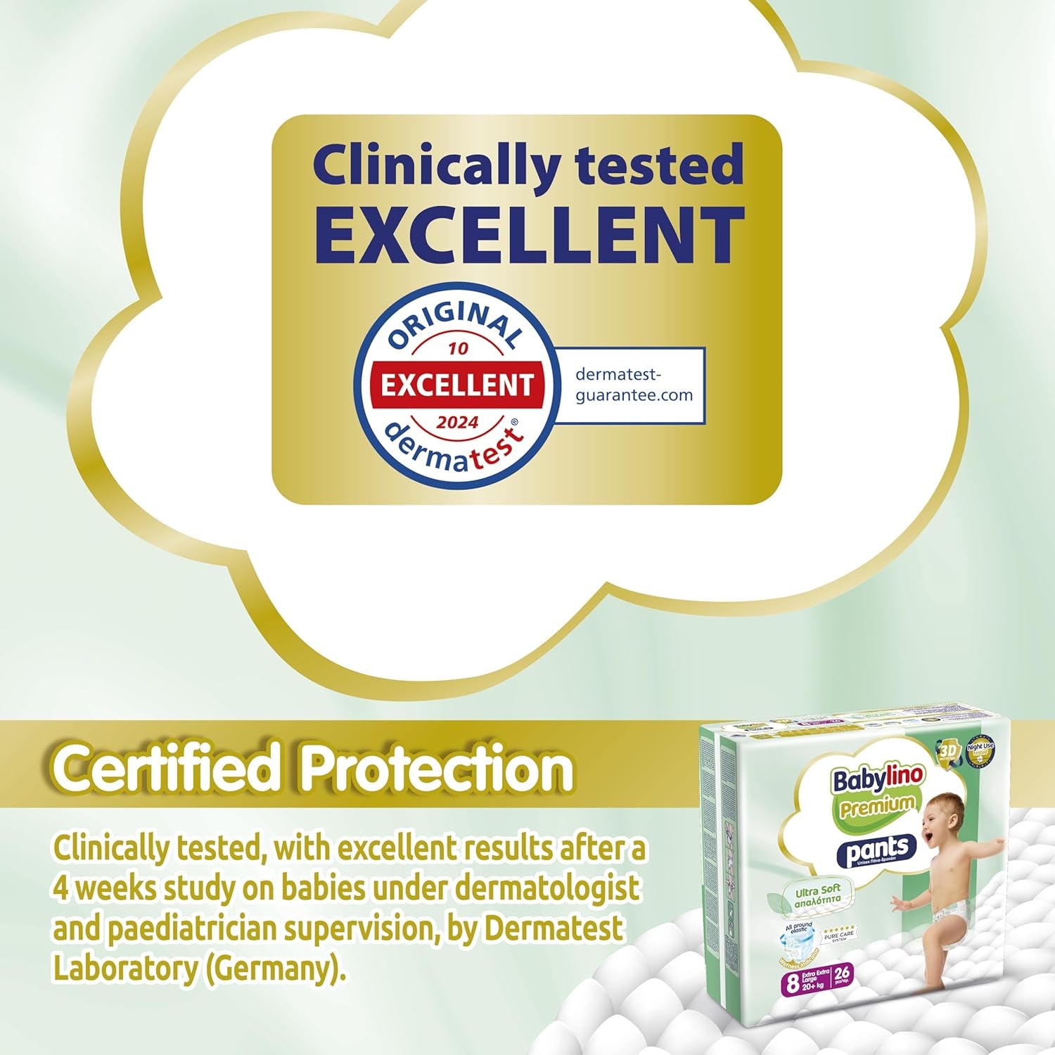 Pantalon Premium taille 8 avec filtre ultra doux, XXL (20+ kg), 104 pièces