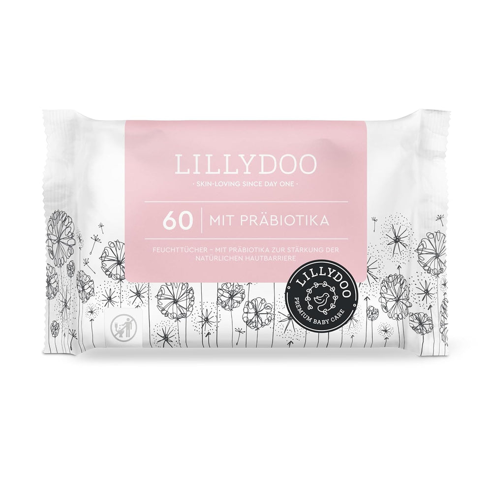 LILLYDOO Lingettes humides vertes, 600 unités (10 x 60), 100 % sans plastique, résistantes aux déchirures – Sans parfum, douces et naturelles, nettoyage doux pour les peaux sensibles, testées dermatologiquement