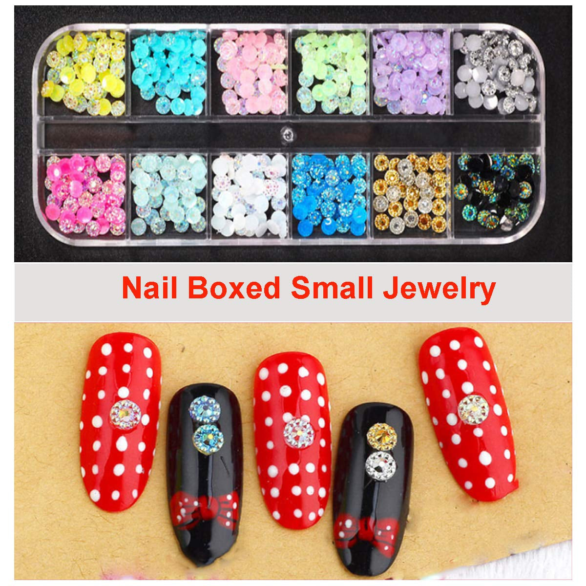 8 boîtes Nail Art Strass Kit - Nail Art Gemischt Strass Set, Nagel Kunst Strasssteine ​​​​Gems Perlen Edelsteine ​​​​Bunt Pferdeaugen Strass pour Nageldesign Zubehör Mit 1 Pinzetten et 1 Strass Picker pour DIY