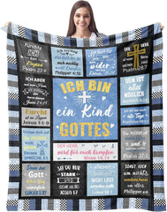 ZQYMM Cadeaux chrétiens pour femmes et hommes, cadeaux de baptême/confirmation pour filles/garçons, cadeaux inspirants/religieux, spirituels catholiques, cadeaux d'anniversaire pour chrétiens ZQYMM Lits et couvertures Bleu 150 x 200 cm