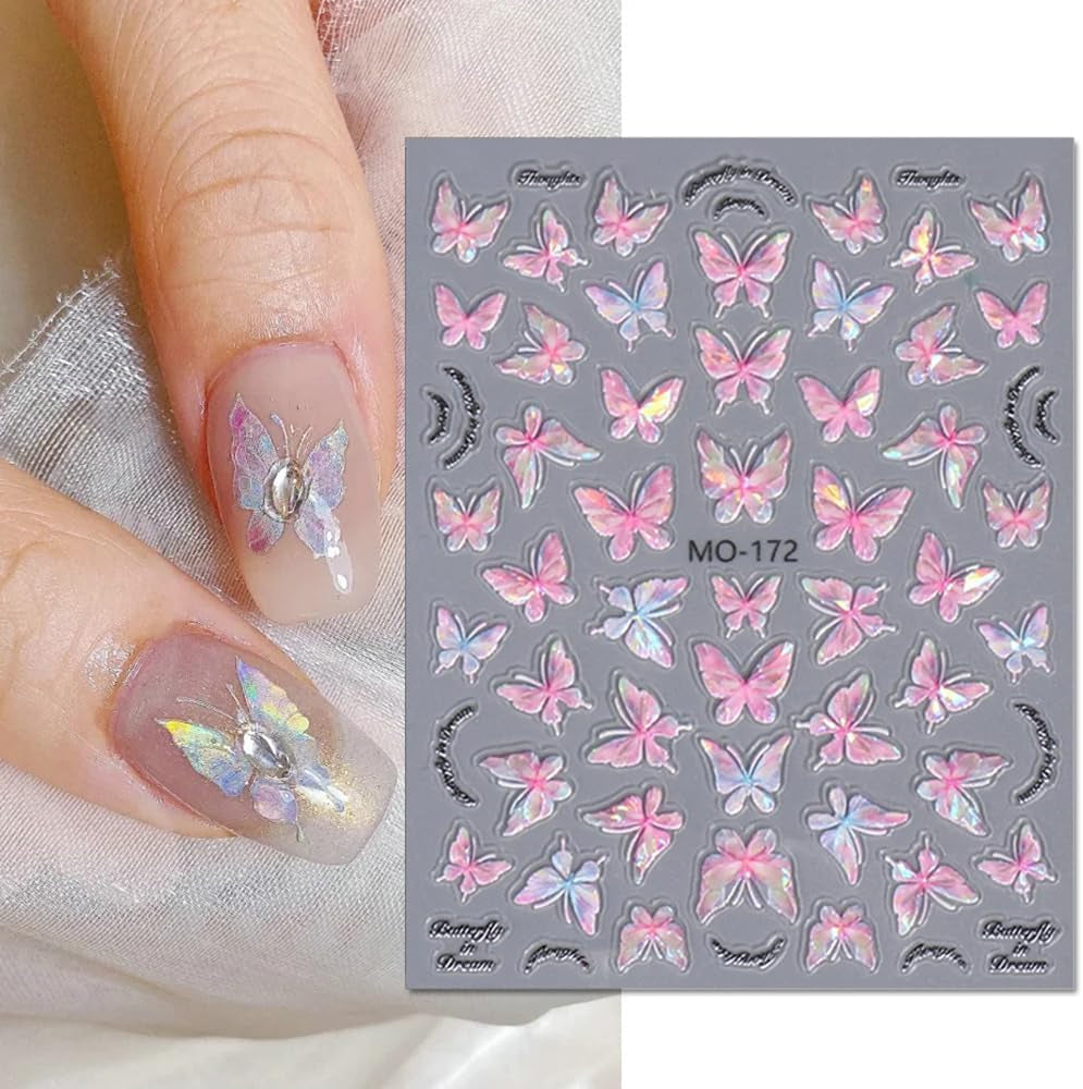 Autocollants pour ongles papillon en relief 5D autocollants de décoration d'ongles papillons auto-adhésifs autocollants d'art d'ongle de papillon aurore autocollants d'art d'ongle de papillon de conception d'accessoires d'ongle autocollants d'art d'ongle de papillon