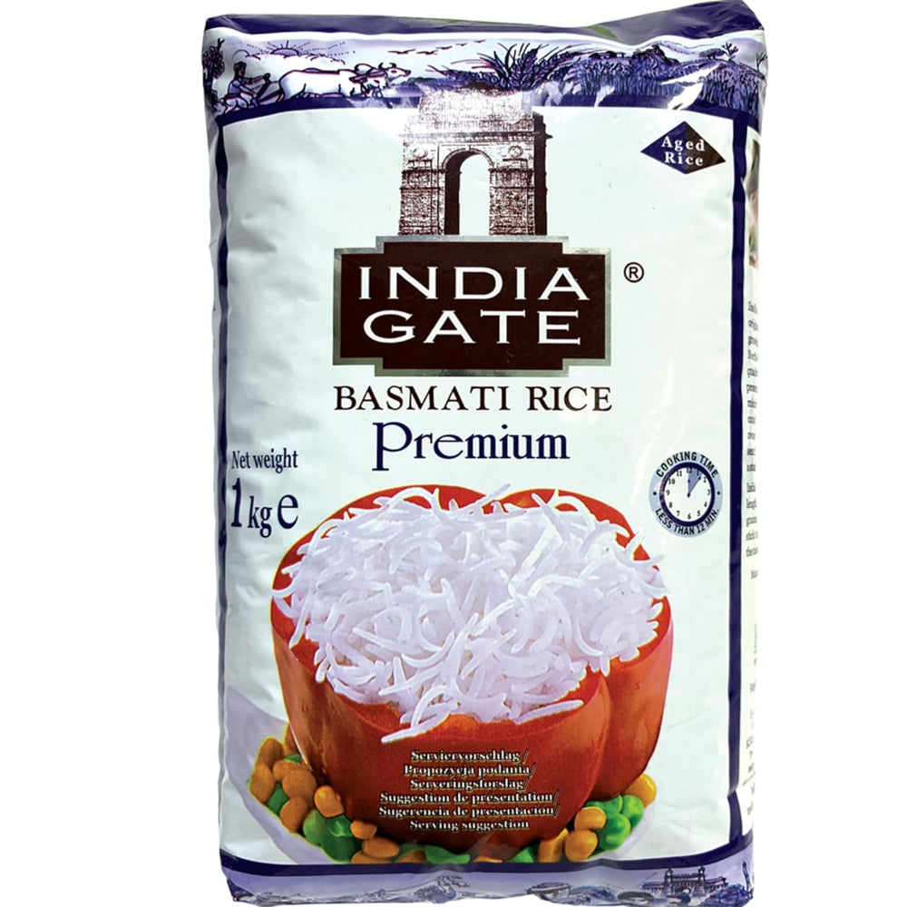 INDIA GATE Premium Basmati Rice – Riz fin à grains longs, aromatique, d'Inde, à grains longs fins (1 x 5 kg)