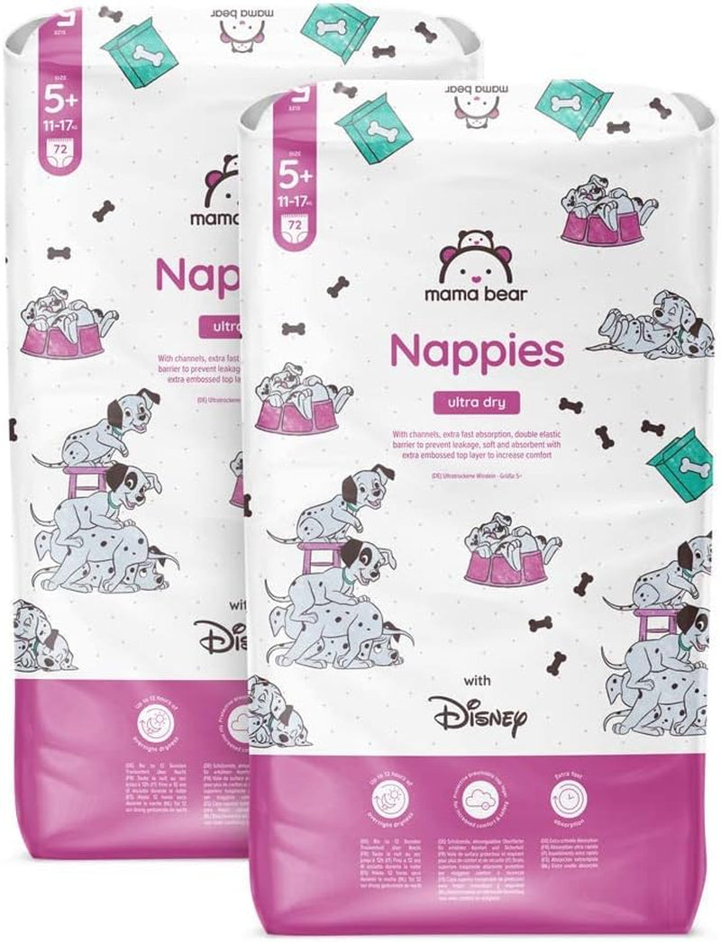Marque Amazon : Mama Bear Disney Couches Ultra Dry, taille 3 (4-9 kg) – Boîte mensuelle, blanche, 172 unités (2 paquets de 86)