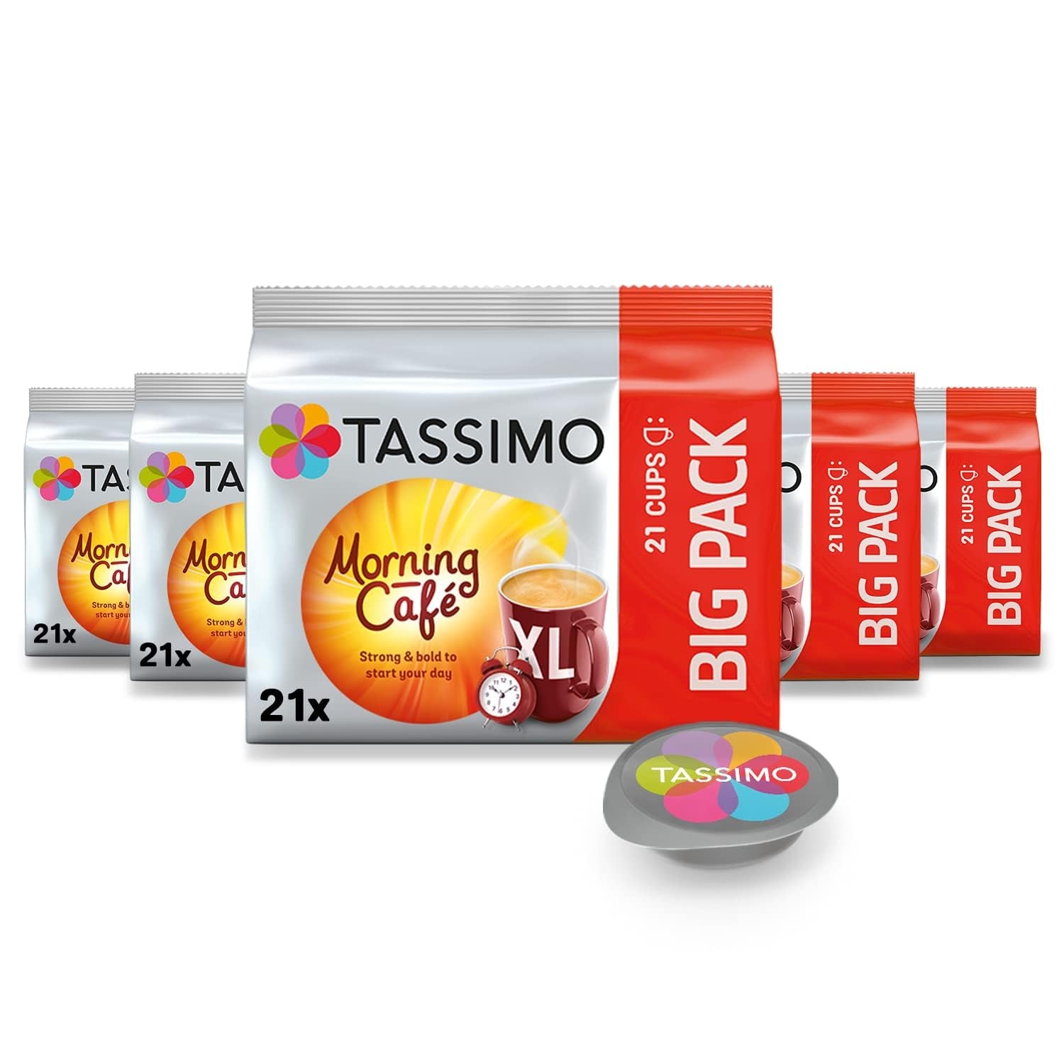 Tassimo Kapseln Moring Café XL Fort & Intense, Big Pack, 5 x 21 Pads, 105 Kaffeekapseln
