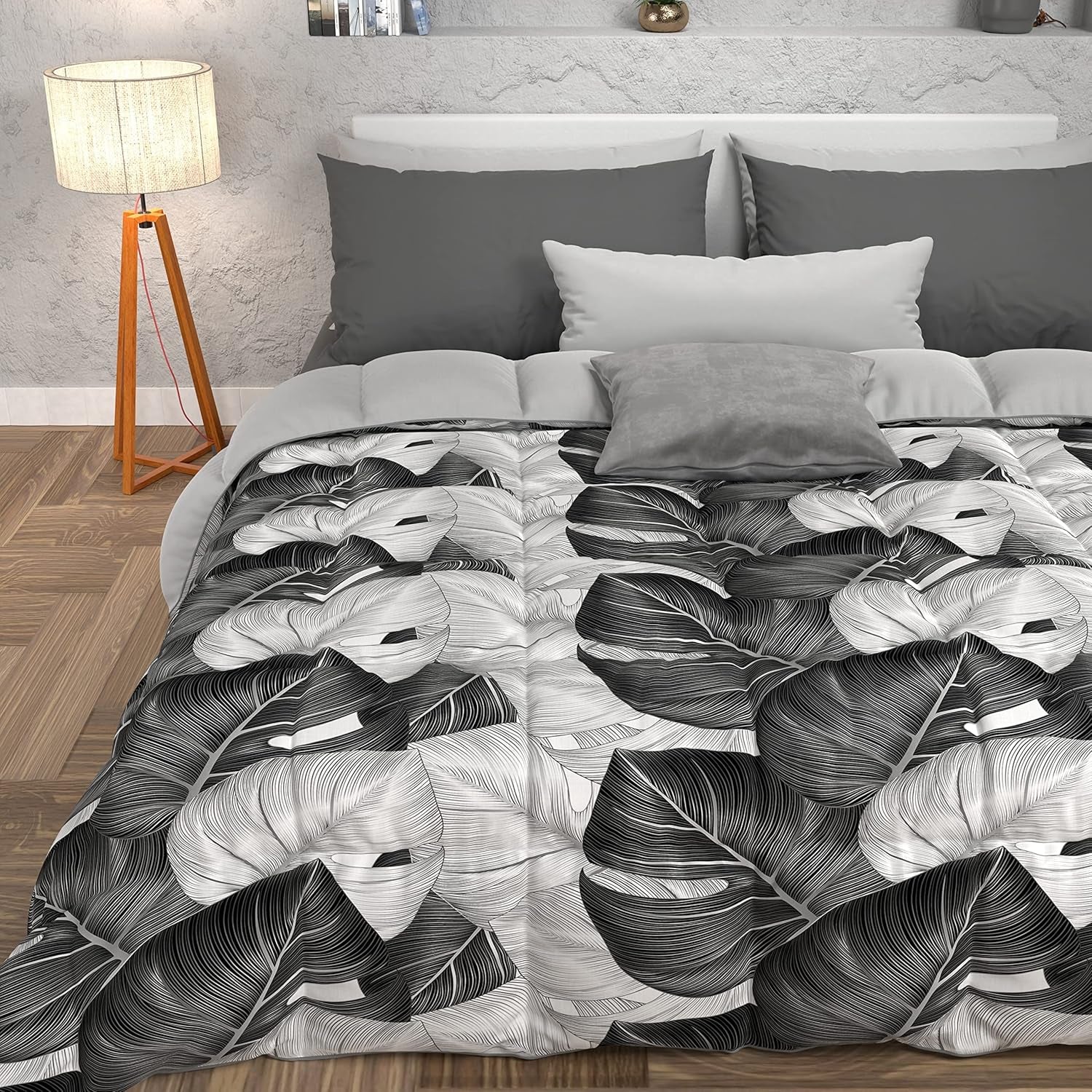 PETTI Artigiani Italiani - Couette d'hiver, Couette d'hiver, Couette simple, Double face, Impression monochrome et numérique, microfibre 100% hypoallergénique, Fabriqué en Italie