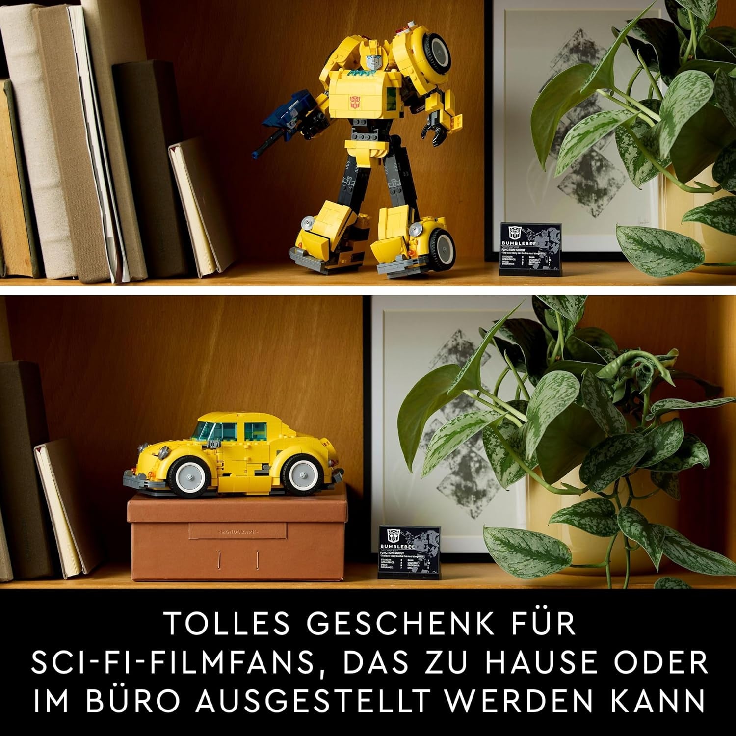 LEGO Icons Transformers Bumblebee, figurine robot à collectionner pour adultes, ensemble de construction de film pour les fans de science-fiction, peut être transformé en voiture, jouet d'aventure 10338 Ensembles de construction Besuche den LEGO-Store