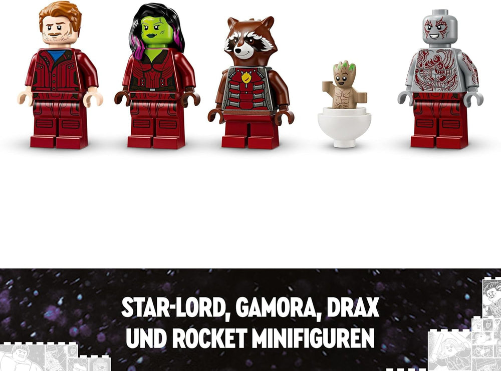 LEGO Marvel Les Gardiens de la Galaxie : le modèle de vaisseau spatial de construction Milano avec 4 figurines de super-héros Avengers Flyer pour les aventures spatiales Cadeau pour garçons et filles 76286 Jeux de construction Beuche den LEGO-Store