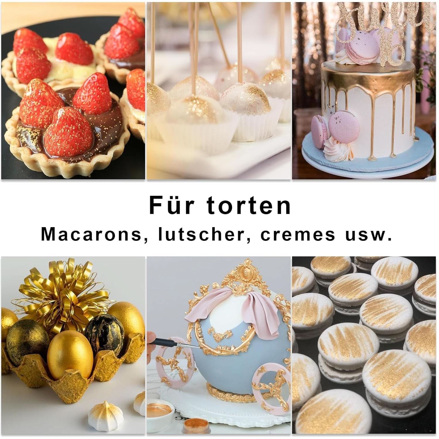 Set de paillettes comestibles, poudre, 3 grammes par couleur Naty Shop