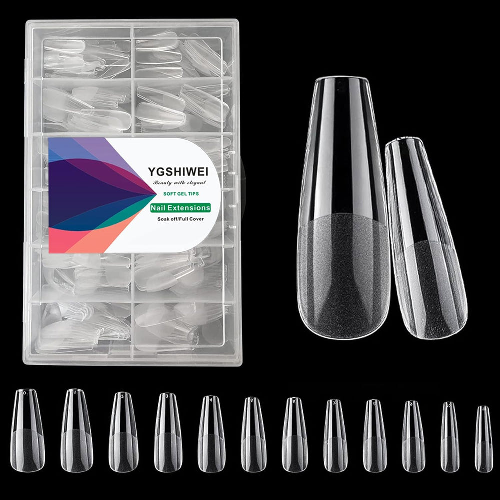 Lot de 504 faux ongles à couverture complète, 12 tailles, avec colle à ongles, ongles artificiels en acrylique avec boîte de rangement pour salons de manucure et bricolage à domicile (carré)