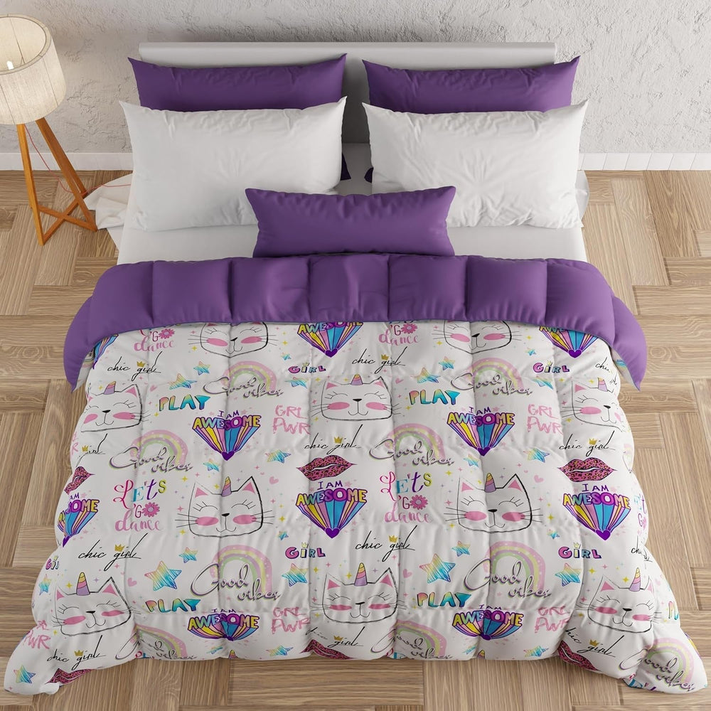 PETTI Artigiani Italiani - Couette d'hiver, Couette d'hiver, Double face, Impression monochrome et numérique, microfibre 100% hypoallergénique, Made in Italy Couettes et couettes Naty Shop