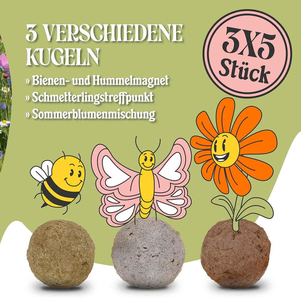 Loumaxx 15Er Pack Handgemachte Saatbomben, Samenbomben Geschenk, Blumensamen Als Gastgeschenk, Nachhaltige Samen Kinder Mitgebsel, Ökologische Pflanzkugeln Mit Über 50 Arten Blumen & Kräutern