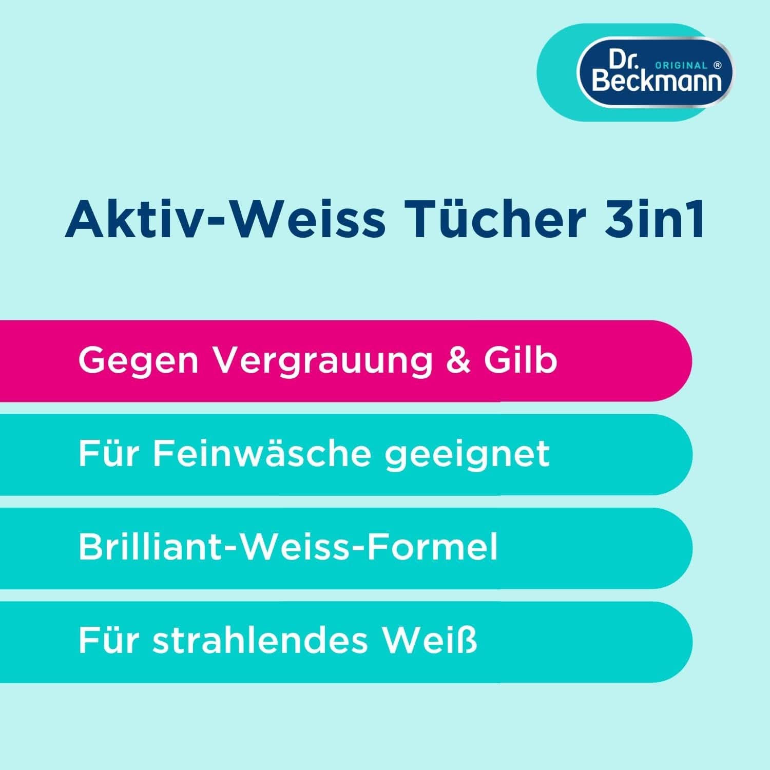 Dr. Beckmann Fest Lingettes, Active-White, 15 lingettes Détergents à lessive Naty Shop