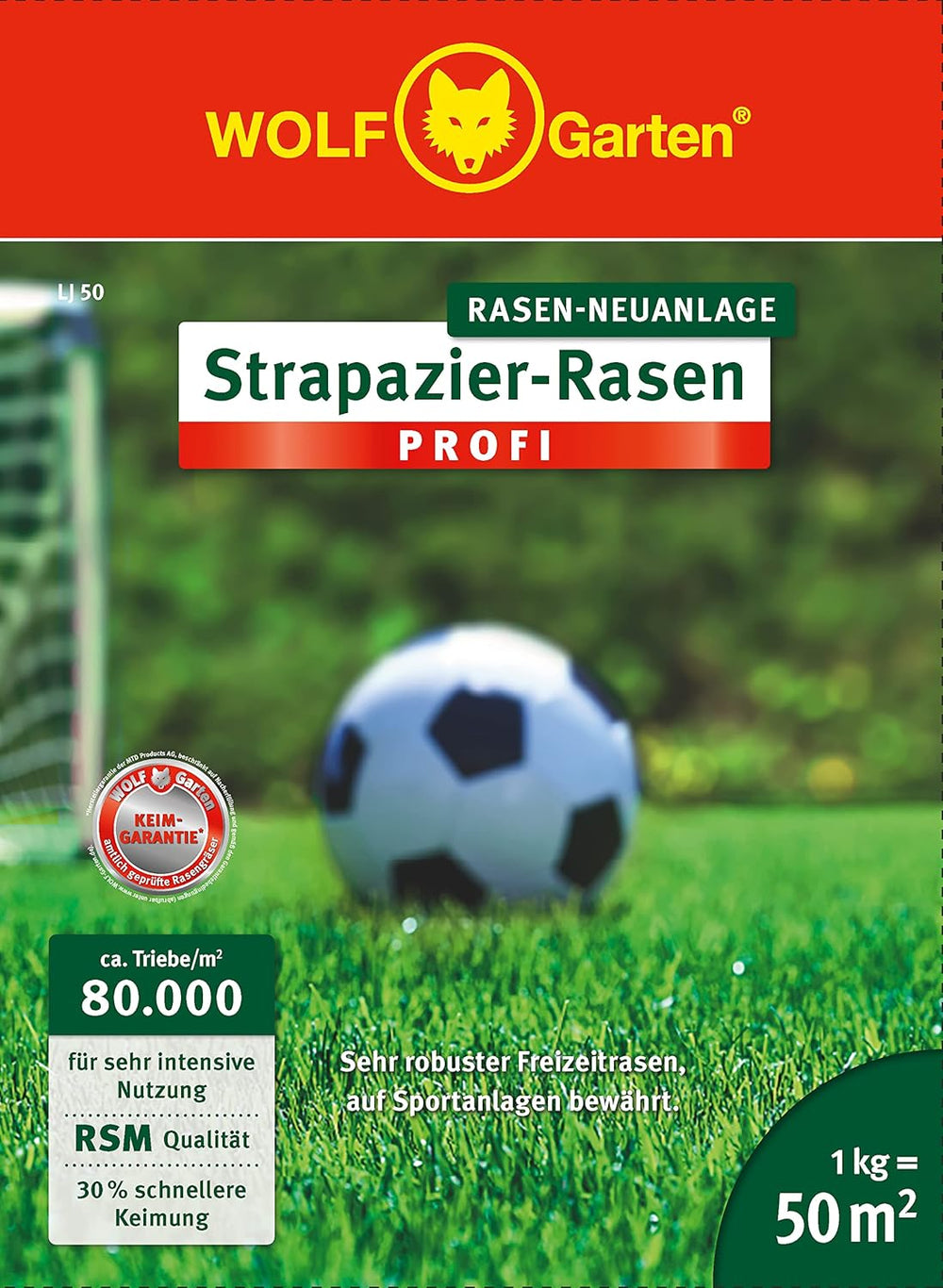 WOLF Garten Wolf-Garten - Strapazier-Rasen LJ 50; 3821030, Rot