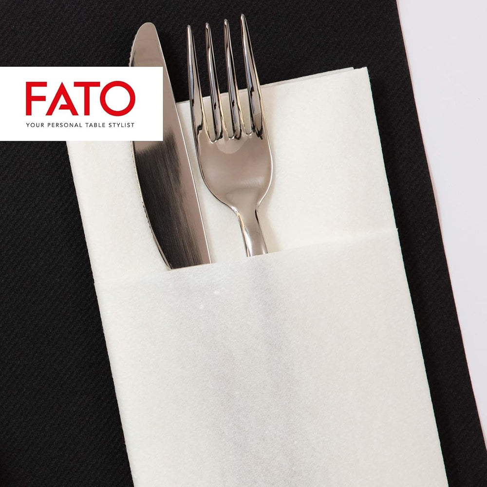 Fato - Serviettes en papier sec, Airlaid, effet tissu, paquet de 50 serviettes, format 40X40 pliées en 4, couleur noir