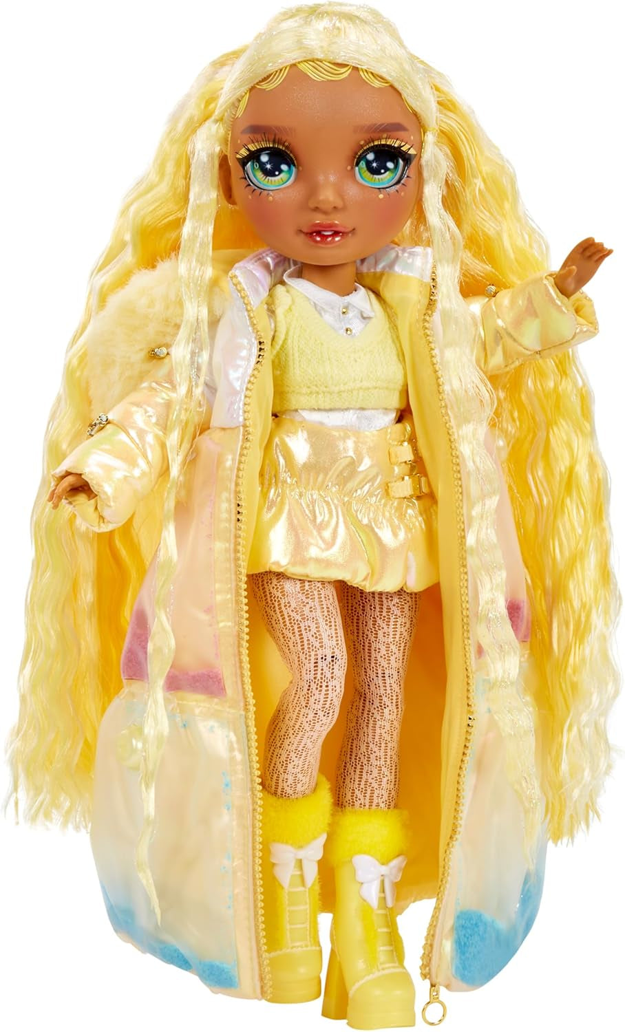 Rainbow High Winter Wonderland - Sunny (Jaune) - Poupée mannequin bonhomme de neige gonflable à l'eau magique cachée de 28 cm avec ensemble de bonhomme de neige, convient aux enfants et aux collectionneurs de 4 à 12 ans
