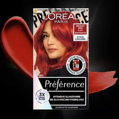 L'Oréal Paris Coloration permanente intensive, Jusqu'à 8 semaines de cheveux brillants et de couleur intense, Préférence Vivid Colors, Couleur : 8.624 ROUGE BRILLANT, 1 pc (pack de 2) Teinture capillaire Naty Shop