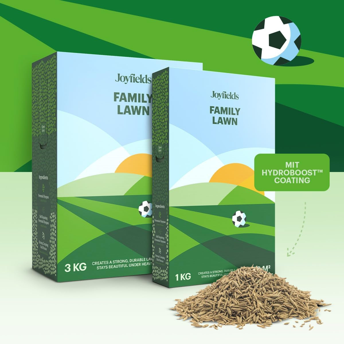 Family Lawn - Sport- Und Spielrasen-Samen - 1 Kg Für 50 M² - Widerstandsfähig Bei Intensiver Nutzung - Schnelle Regeneration Nach Schäden - Mit Beschichtung Für Optimale Keimung