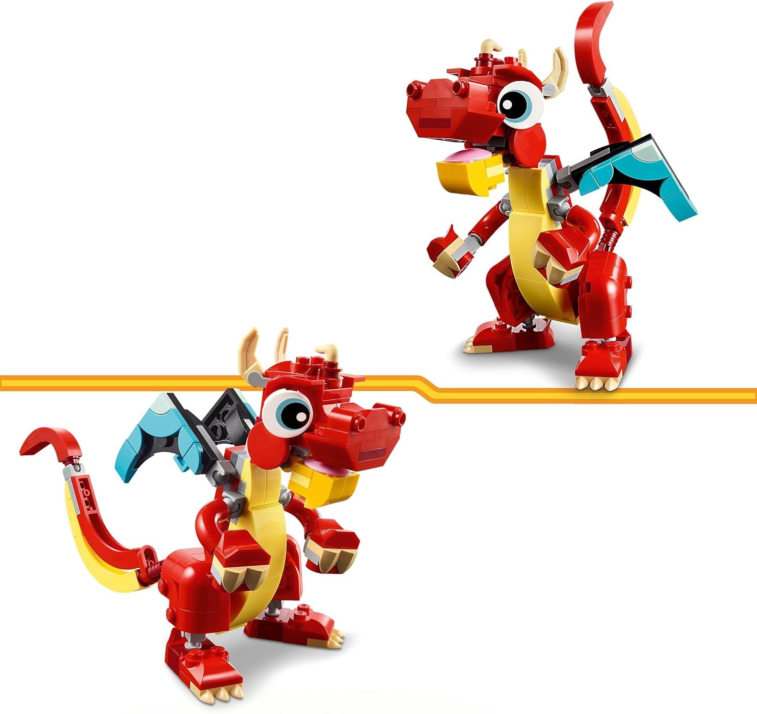 LEGO Creator 31145 Jouet dragon rouge 3 en 1 avec figurine de poisson et modèle d'oiseau phénix, ensemble de figurines d'animaux, cadeaux pour garçons, filles et enfants de 6 ans et plus 31145