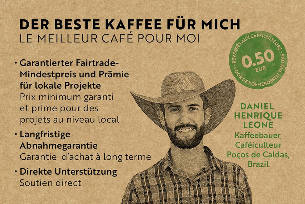 Café Royal Crema Classico Brasil - Café en grains 100% Arabica, équilibré et aromatique, torréfaction moyenne, force 3/5, commerce équitable, 500g de grains entiers (paquet de 2)