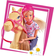 Simba 105730939 - Steffi Love Riding Tour, En tenue d'équitation, Avec 2 chevaux, Poupée entièrement articulée, Poupée à habiller, 29 cm, Pour les enfants à partir de 3 ans Poupées Naty Shop
