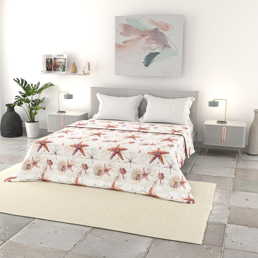 Linge de lit italien couette d'été basique, microfibre imprimée, 250X240Cm, cercle Quilts et couettes Naty Shop Starfish 250X240Cm