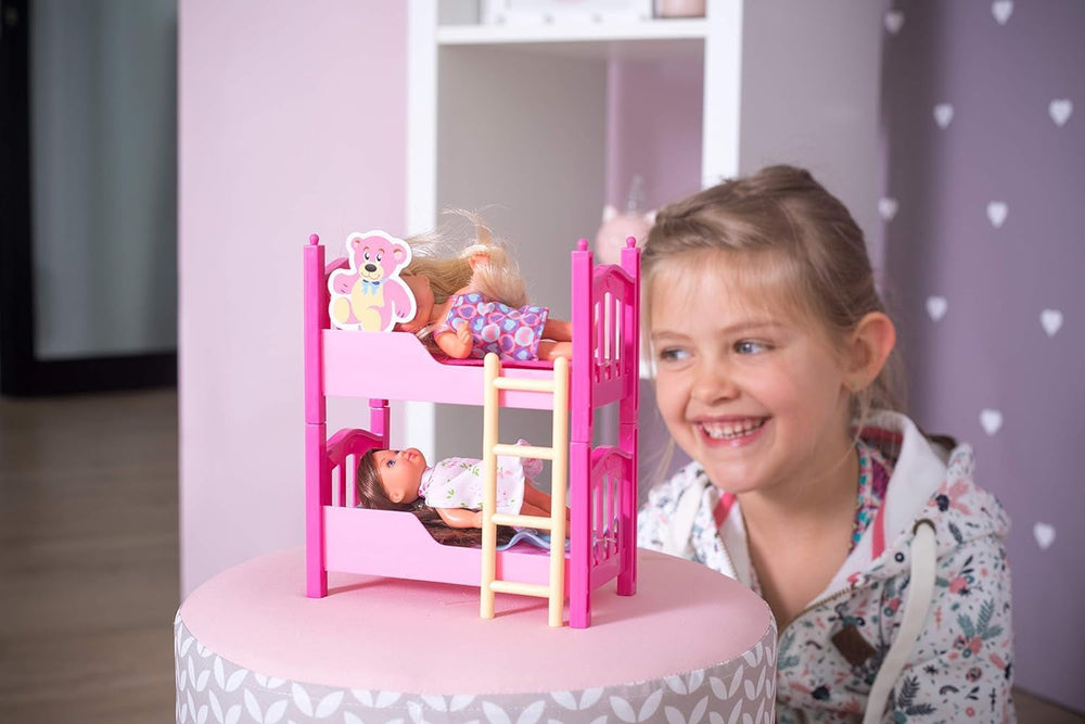 Simba 108178046 105733847 - Evi Love 2 Floor Bed / mit zwei Evi Puppen / mit Stockbett / inklusive Zubehör / Ankleidepuppe / 12cm, für Kinder ab 3 Jahren