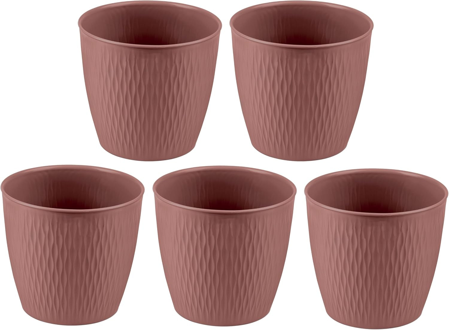 Lot de 5 pots marron diamètre 16 cm - Pots en plastique robustes - Jardinière décorative avec possibilité de drainage - Pot élégant pour l'intérieur et l'extérieur