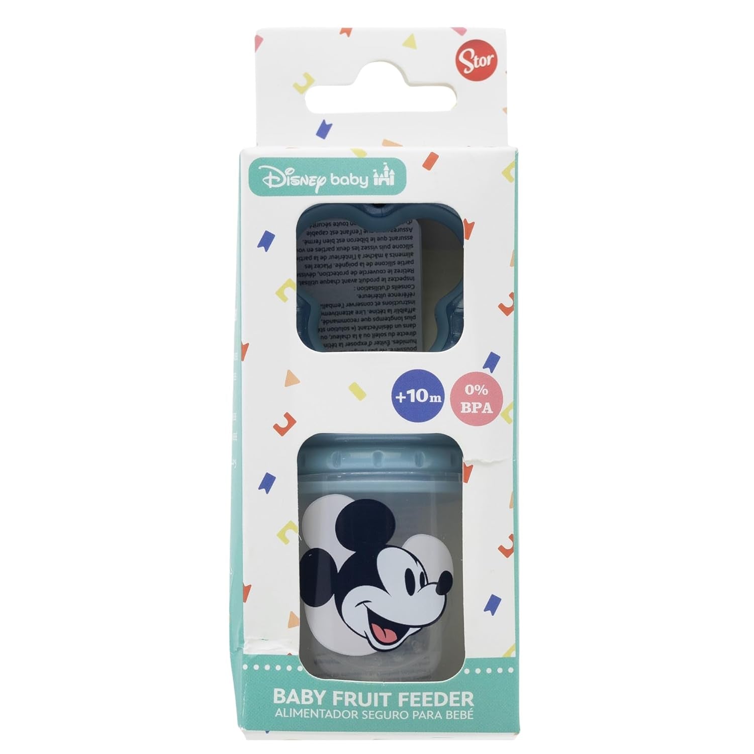 Tataway Disney Mickey Mouse Sucette aux fruits pour bébé en plastique sans BPA avec fonction d'étouffement, lavable et réutilisable