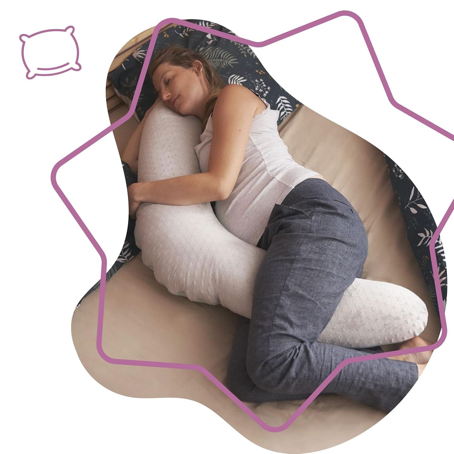 Badabulle Coussin d'allaitement et coussin de grossesse moelleux, 150 cm, avec housse, forme ergonomique Accessoires Alimentation et Allaitement Bebe Naty Shop