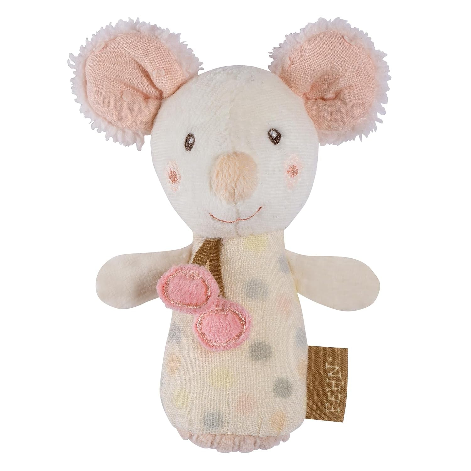 Fehn mini hochet loutre - mini jouet à saisir pour hocheter, tâtonner et jouer avec un animal en tissu doux et câlin - un fidèle compagnon pour les bébés et les jeunes enfants à partir de 0 mois Baby Toys Naty Shop Mouse