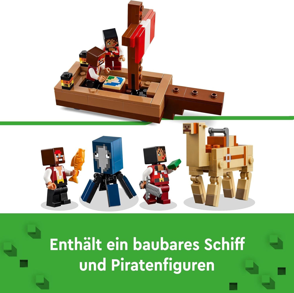 LEGO Minecraft Le bateau pirate Voyage Figurine de pirate calamar et chameau Jouet de construction de bateau Jeu de rôle Cadeau pour garçons et filles de 8 ans 21259 Ensembles de construction Besuche den LEGO-Store