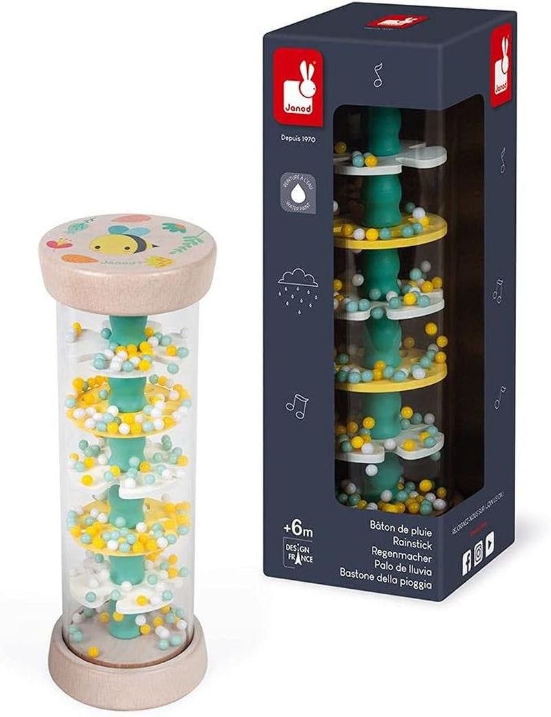Janod - Faiseur de Pluie en Bois - Collection Pure - Jouet pour bébés et petits enfants - Développement de la motricité fine Stimulation visuelle et acoustique - Coloration à l'eau - Dès 6 mois, J05193 Jouets Bebe Naty Shop Titre par défaut