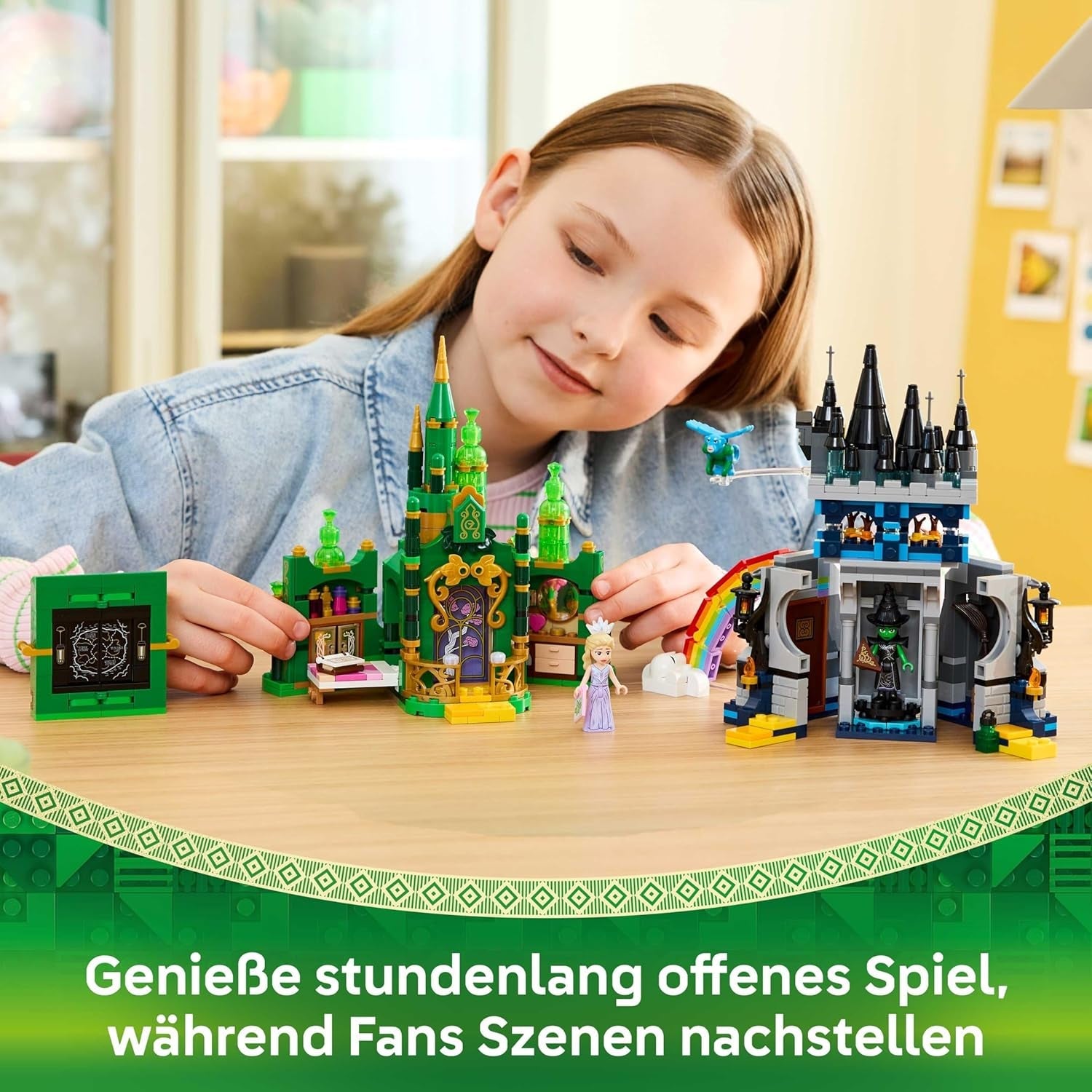 LEGO Wicked Emerald City & Kiamo Ko Castle - Kreatives Spielzeug mit Elphaba & Glinda Minifiguren sowie EIN AFFE & Zubehör - Kinder Geschenk für Mädchen, Jungen & Filmfans ab 9 Jahren - 75689