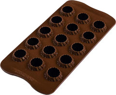 Moule à chocolat flamme 3D Silikomart - Formes 3D uniques avec bord intérieur pour bases rondes