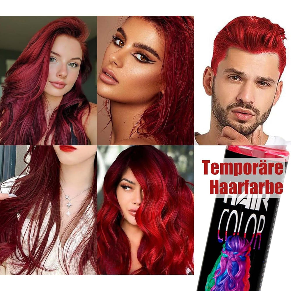 Couleur de laque pour cheveux, teinture pour cheveux en spray rouge temporaire, teinture pour cheveux rouge colorée, teinture pour cheveux lavable, spray de couleur pour cheveux rouge vif, teinture pour cheveux instantanée, teinture pour cheveux de carnaval, Halloween, cosplay, teinture pour cheveux de fête Naty Shop