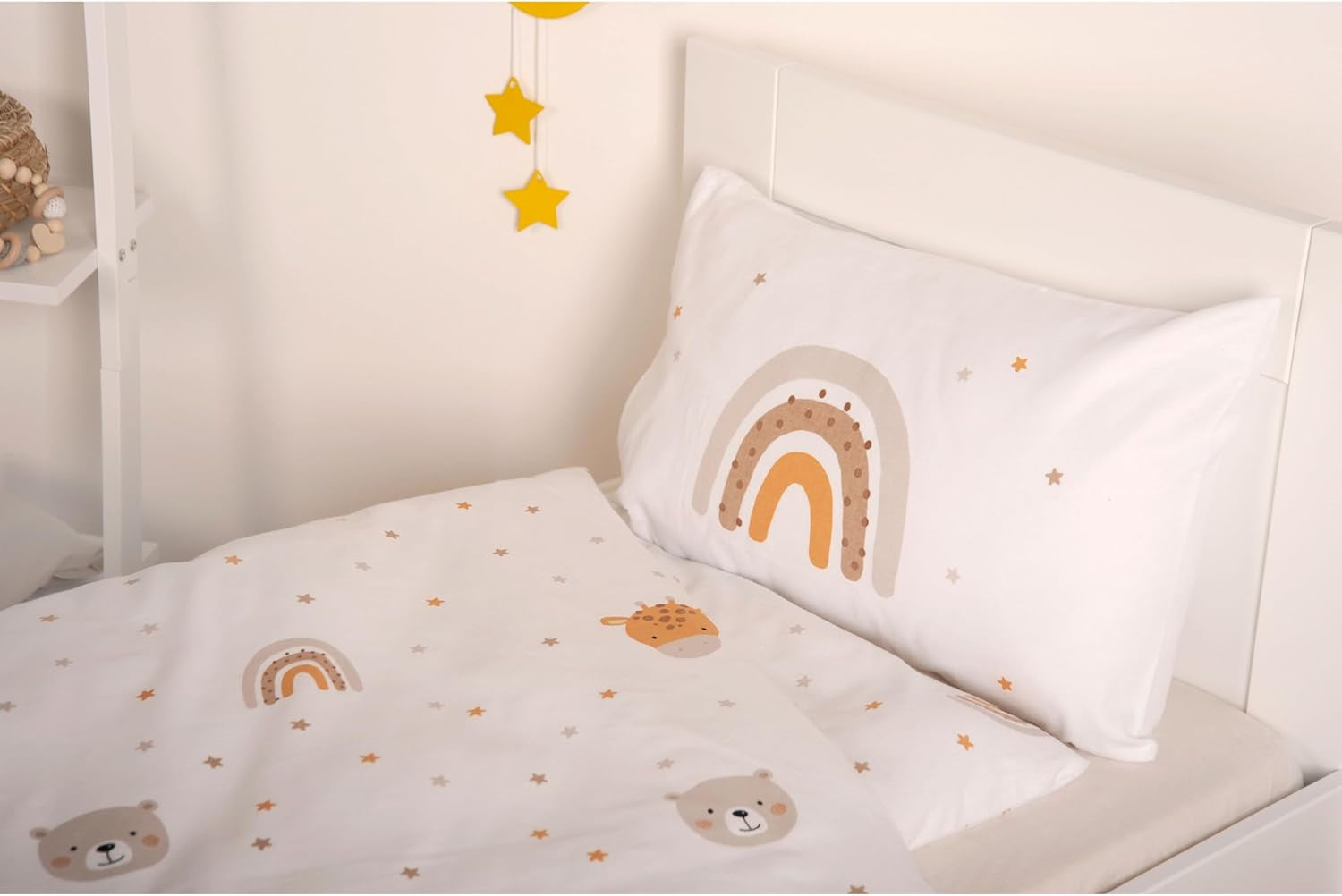 Herding Babybest Little Friends Winterbettwäsche, Kopfkissenbezug 40 X 60 Cm Mit Hoteleinschlag, Bettbezug 100 X 135 Cm, Mit Zwißwerfer, 100% Baumwolle/Flannel, Blanc, Twin Naty Shop