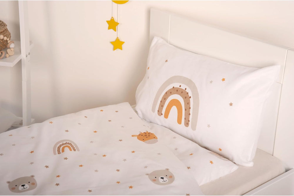 Herding Babybest Little Friends Winterbettwäsche, Kopfkissenbezug 40 X 60 Cm Mit Hoteleinschlag, Bettbezug 100 X 135 Cm, Mit Zwißwerfer, 100% Baumwolle/Flannel, Blanc, Twin Naty Shop