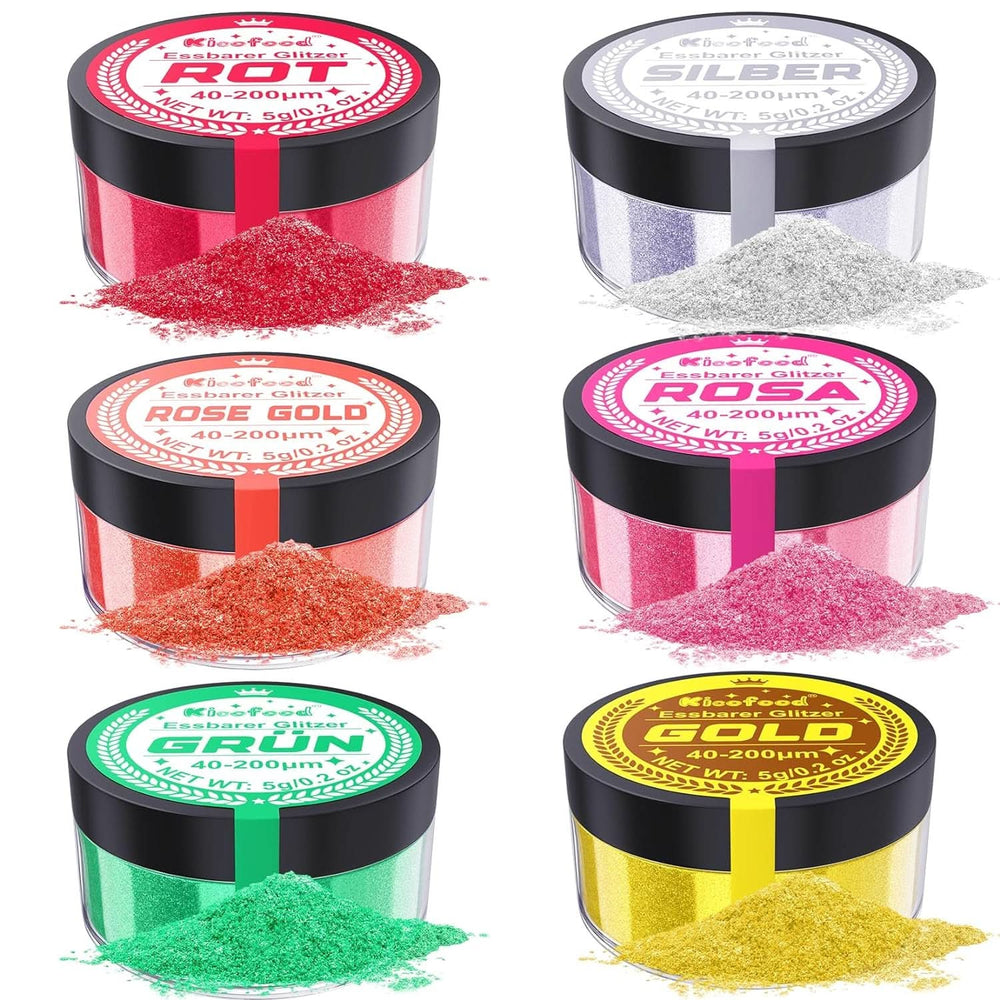 Paillettes comestibles, lot de 6 teintes, 5 grammes Glitter Naty Shop
