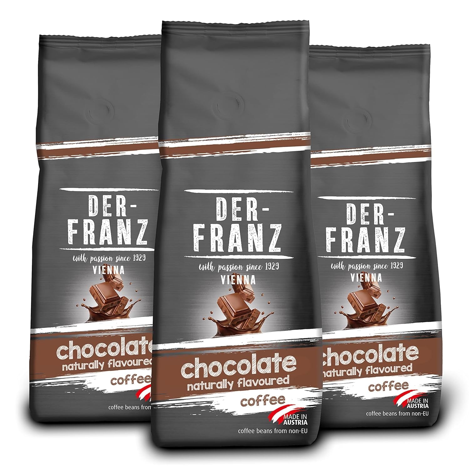 Café Der-Franz, grains de café Arabica et Robusta Café Naty Shop 3 x 500 grammes Chocolat