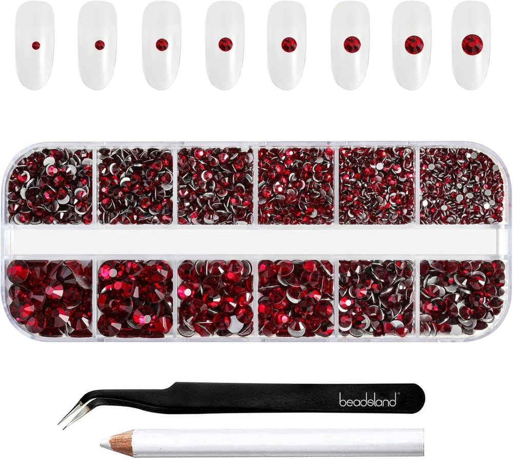 Beadland 2500Pcs Verre Nailart Strasssteine ​​​​Kristall Flatback Edelsteine ​​​​Runde, ​​​​pour Handwerk Gemischt 8 Größen SS4 ~ SS30 Mit Picking Pinzette Und Stift (Kristall Weiss)