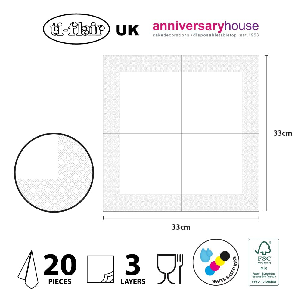 Anniversary House Tiflair Serviettes de table, imprimé léopard, 3 épaisseurs, multicolore, 33 cm